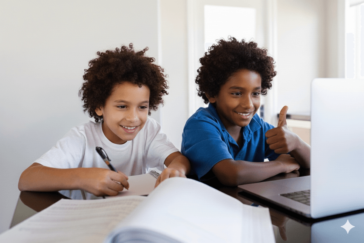 Student learning online at home