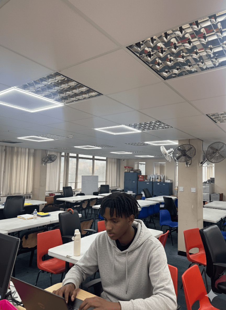 Teenagers learning with laptops